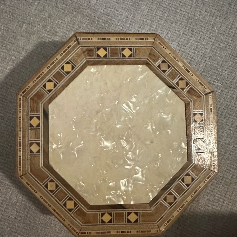 Handmade jewelry box wood and seashell from damascus
